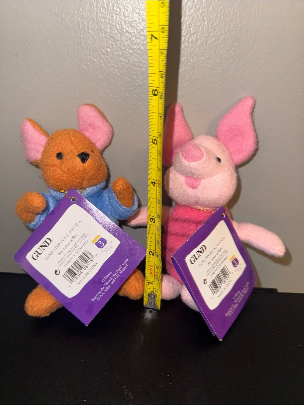 Gund Pooh 100 Acre Collection Roo & Piglet Plush Set - Orange, Pink, Blue - Picture 5 of 5